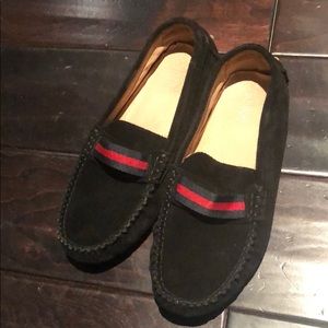 Boys black suede driving shoe, loafer